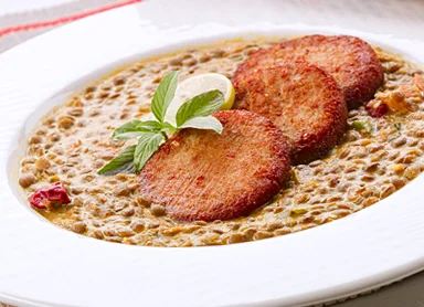 Shami Kabab with Red Lentil Gravy