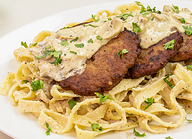Chapli Kabab with Fettuccine Pasta