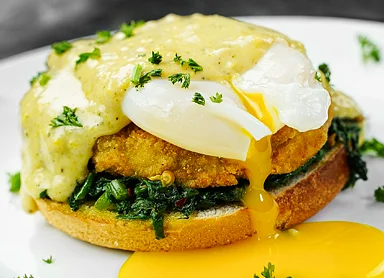 Chicken and Eggs Benedict with Hollandaise Sauce