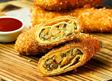 Sausage Mushroom Crepe Rolls