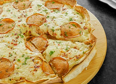 Tortilla Crust Pepperoni Tart