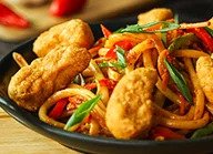 Schezwan Noodles With Tempura